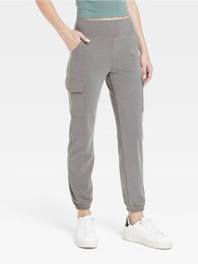 High-Rise Cargo Jogger Pants - Gray